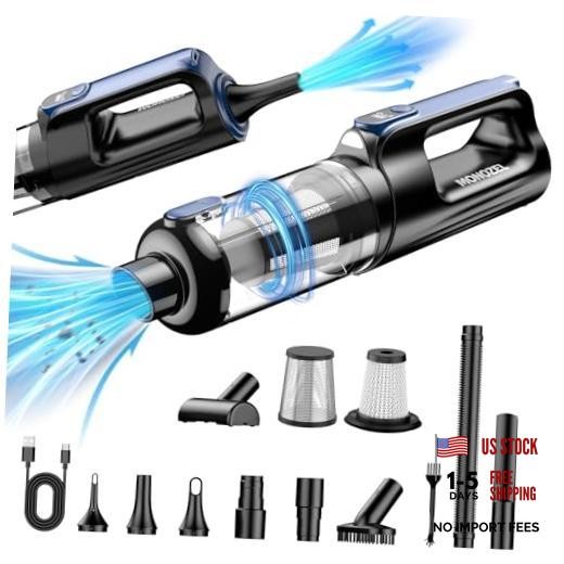 Car Vacuum Portable Cordless, 18000Pa 2 in 1 Vacuum Cleaner&Air Duster, Blue Car Vacuum Portable Cordless, 18000Pa 2 in 1 Vacuum Cleaner&Air Duster, Blue