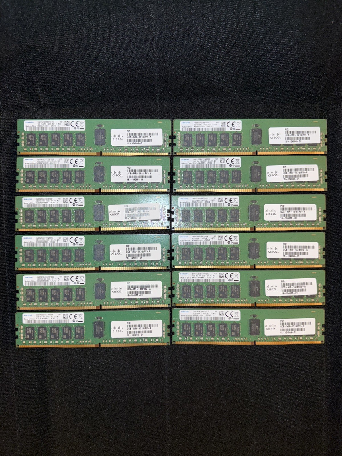 (12x) Samsung 16GB DDR4-2400 PC4 1Rx4 RDIMM M393A2K40BB1-CRC4Q 