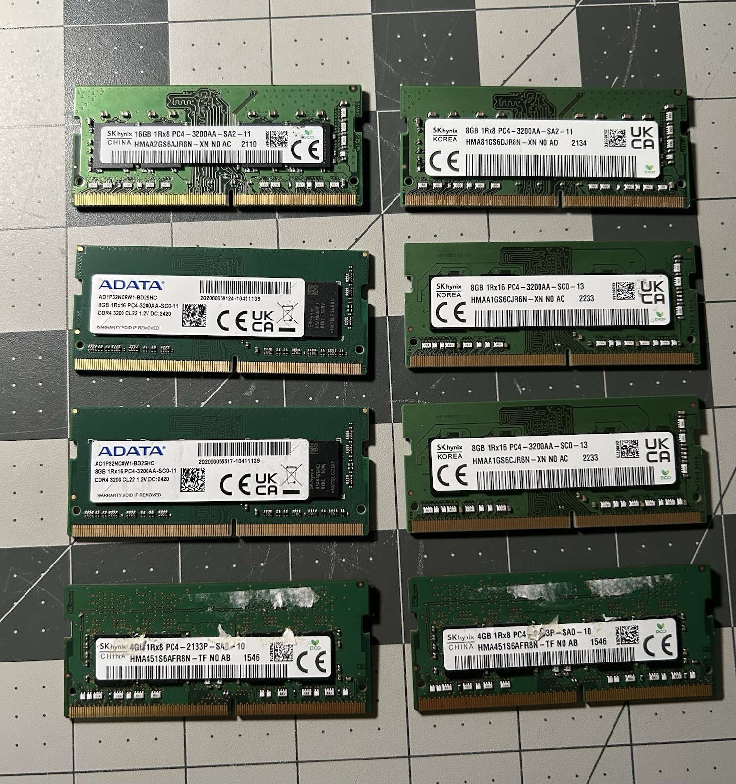 DDR4 Lot Of 8 16GBx 1 , 8GBx 5 , 4GBx 2