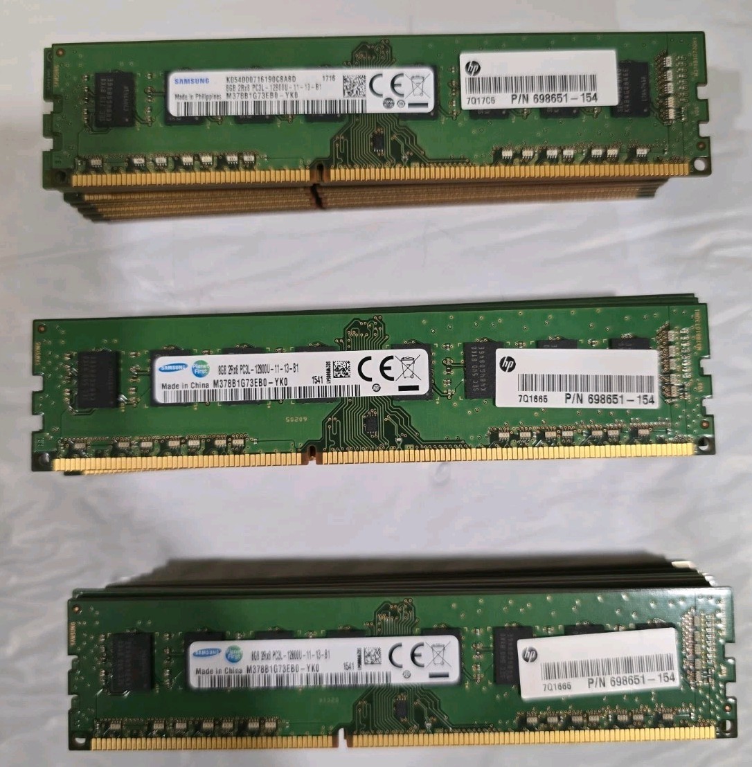 Lot Of 28 SAMSUNG 8GB 2RX8 PC3L-12800U DDR3 DESKTOP MEMORY RAM Lot Of 28 SAMSUNG 8GB 2RX8 PC3L-12800U DDR3 DESKTOP MEMORY RAM