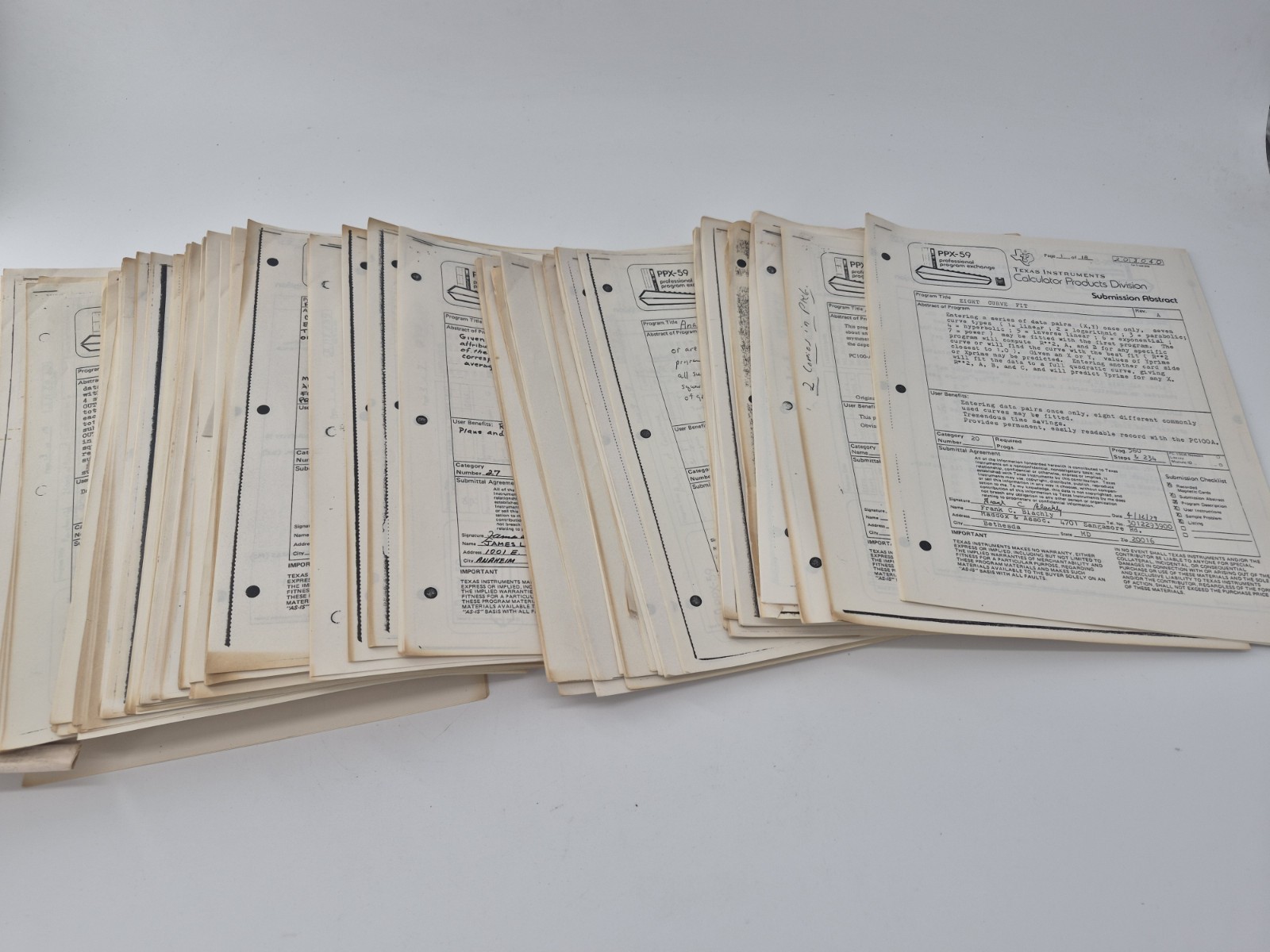 Texas Instruments TI-59 PPX-59 96 Vintage Program Documentation Packets Lot Texas Instruments TI-59 PPX-59 96 Vintage Program Documentation Packets Lot