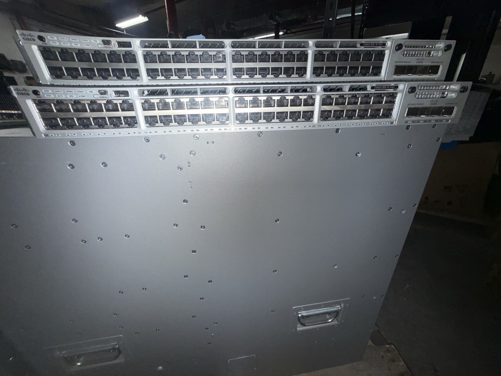 DOUBLE STACKED-T1-50DCM CABLED Cisco WS-C3850-48P-S V02, 48-Port PoE+