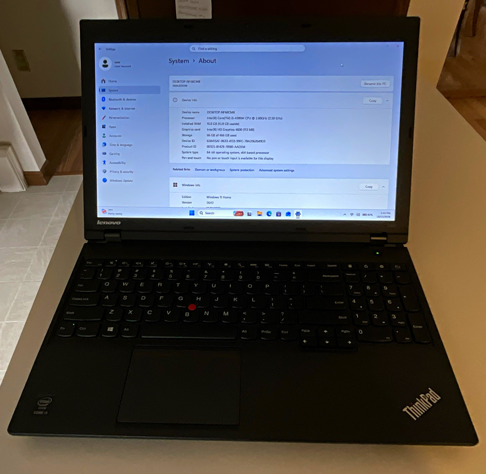 Lenovo ThinkPad  15.6