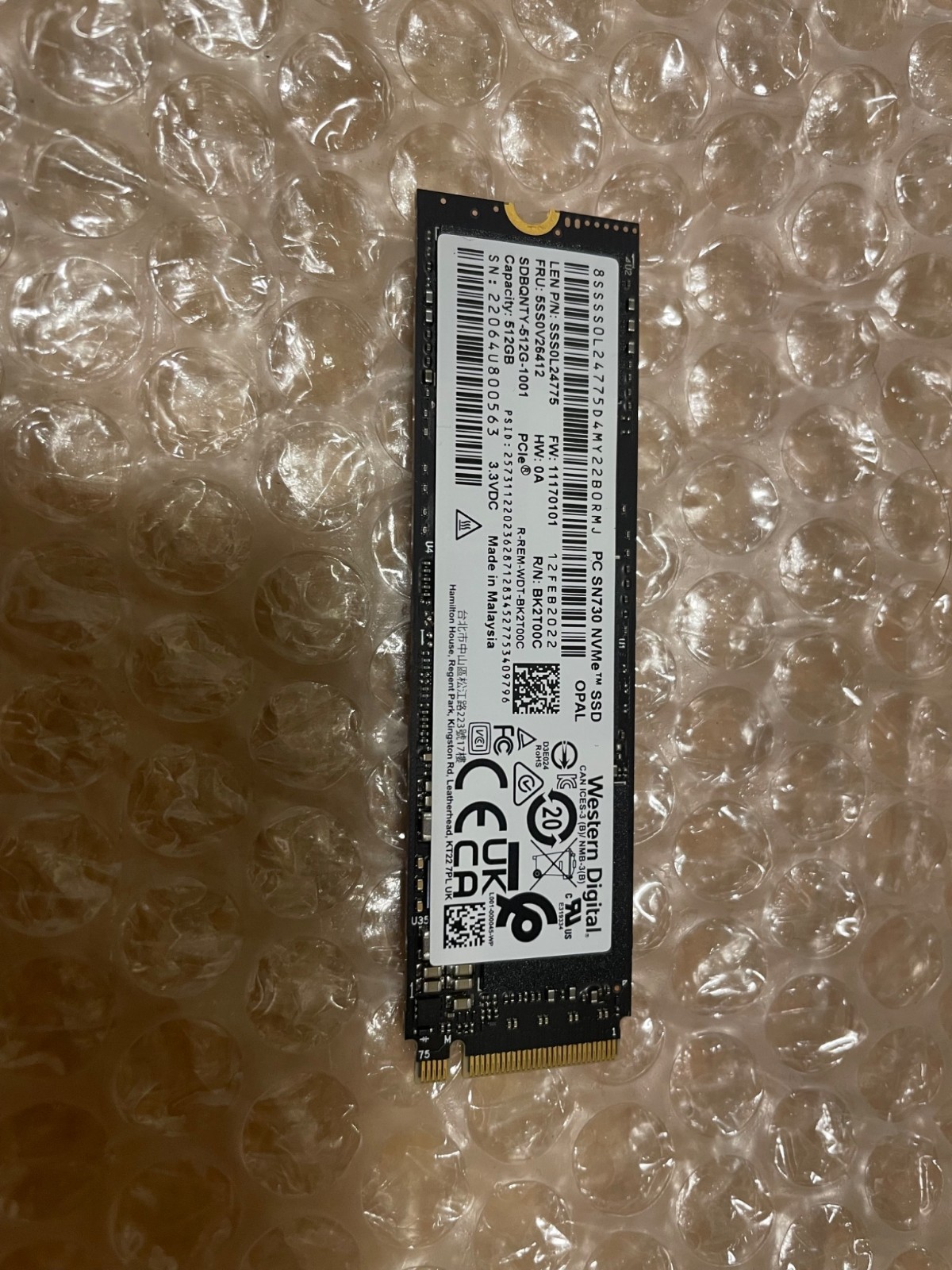 512GB NVMe M.2 2280 SSD WD PC SN730 Lenovo Tested 512GB NVMe M.2 2280 SSD WD PC SN730 Lenovo Tested