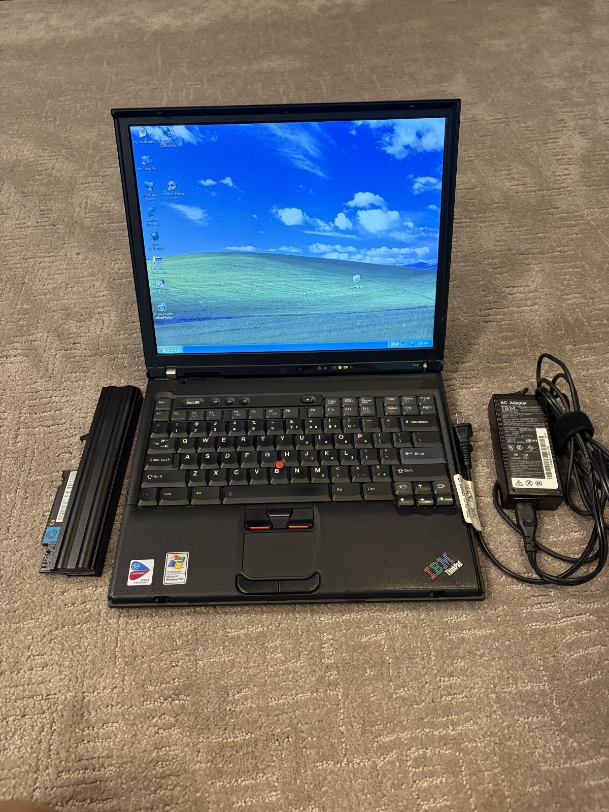IBM Thinkpad T42 Pent2.09GHz, 512ram 14'' Win XP w/pwr cord/extra bat IBM Thinkpad T42 Pent2.09GHz, 512ram 14'' Win XP w/pwr cord/extra bat