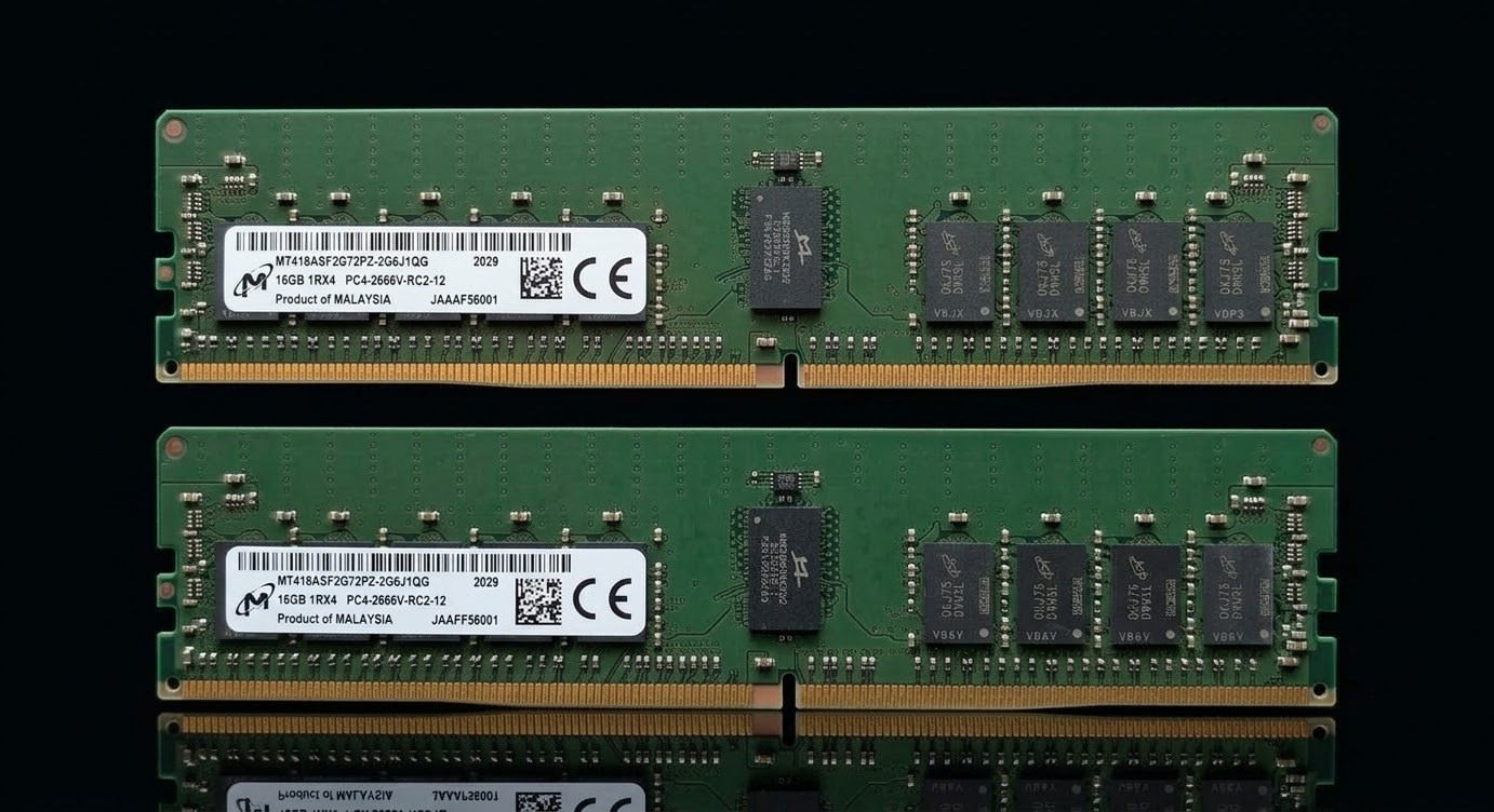 MICRON 32gb (2x16GB) 1Rx4 PC4-2666V UDIMM ECC Server Memory RAM MTA18ASF2G72PDZ MICRON 32gb (2x16GB) 1Rx4 PC4-2666V UDIMM ECC Server Memory RAM MTA18ASF2G72PDZ