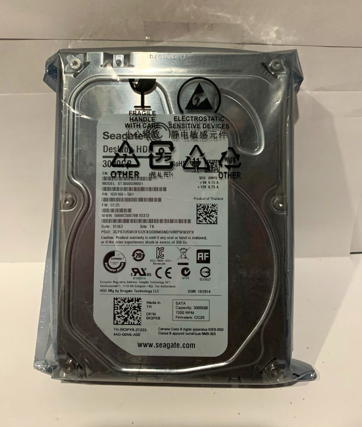 Seagate Desktop HDD ST3000DM001 3TB SATA 3.5in 7200RPM 64MB HDD (TESTED) Seagate Desktop HDD ST3000DM001 3TB SATA 3.5in 7200RPM 64MB HDD (TESTED)