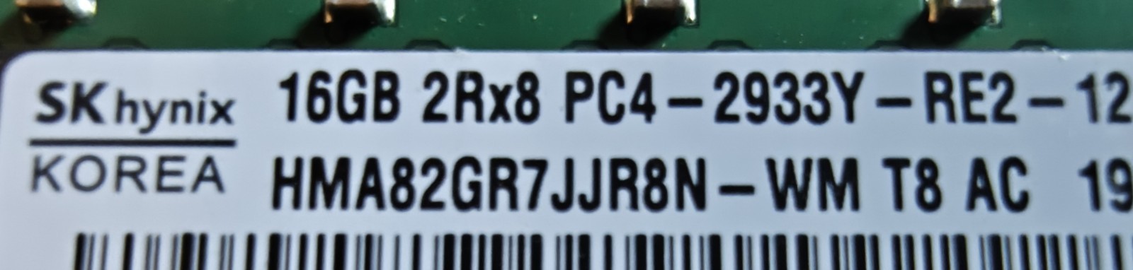 SK Hybix 16GBx16 (256GB kit) 2Rx8 PC4-2933Y RDIMM RAM 