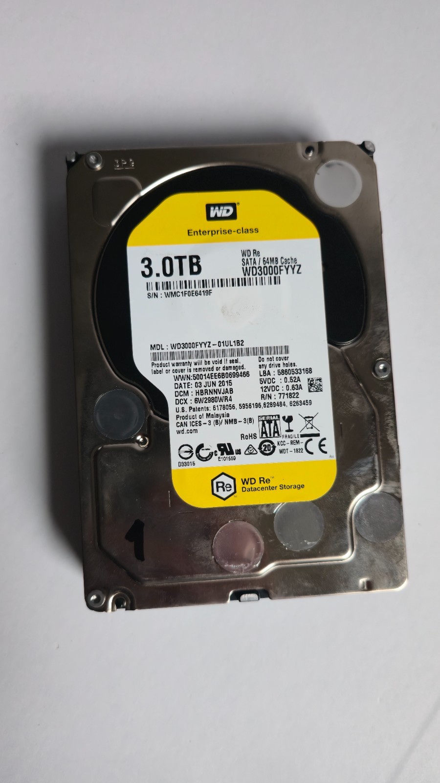 WD Re 3TB Enterprise 3.5
