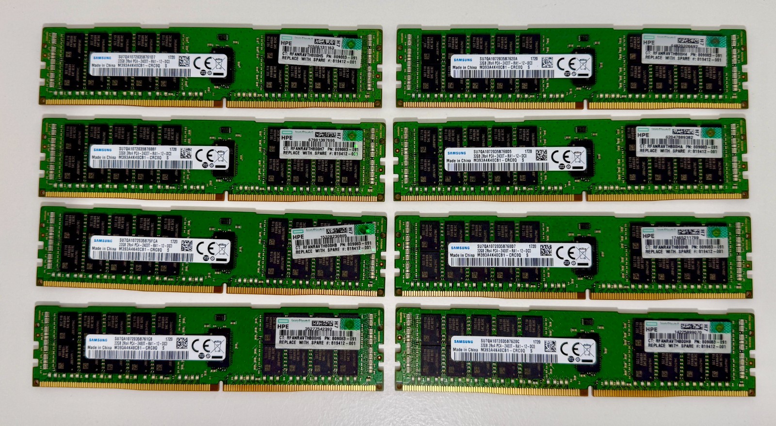 Samsung 32GB 2Rx4 PC4-2400T - M393A4K40CB1 Server Memory RAM LOT OF 8 Samsung 32GB 2Rx4 PC4-2400T - M393A4K40CB1 Server Memory RAM LOT OF 8
