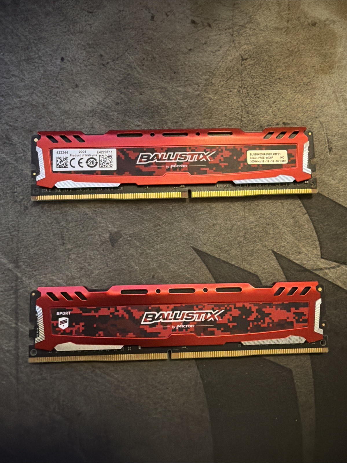 2 8GB Sticks Of Ballistix Sport LT DDR4 3000MHz Ram
