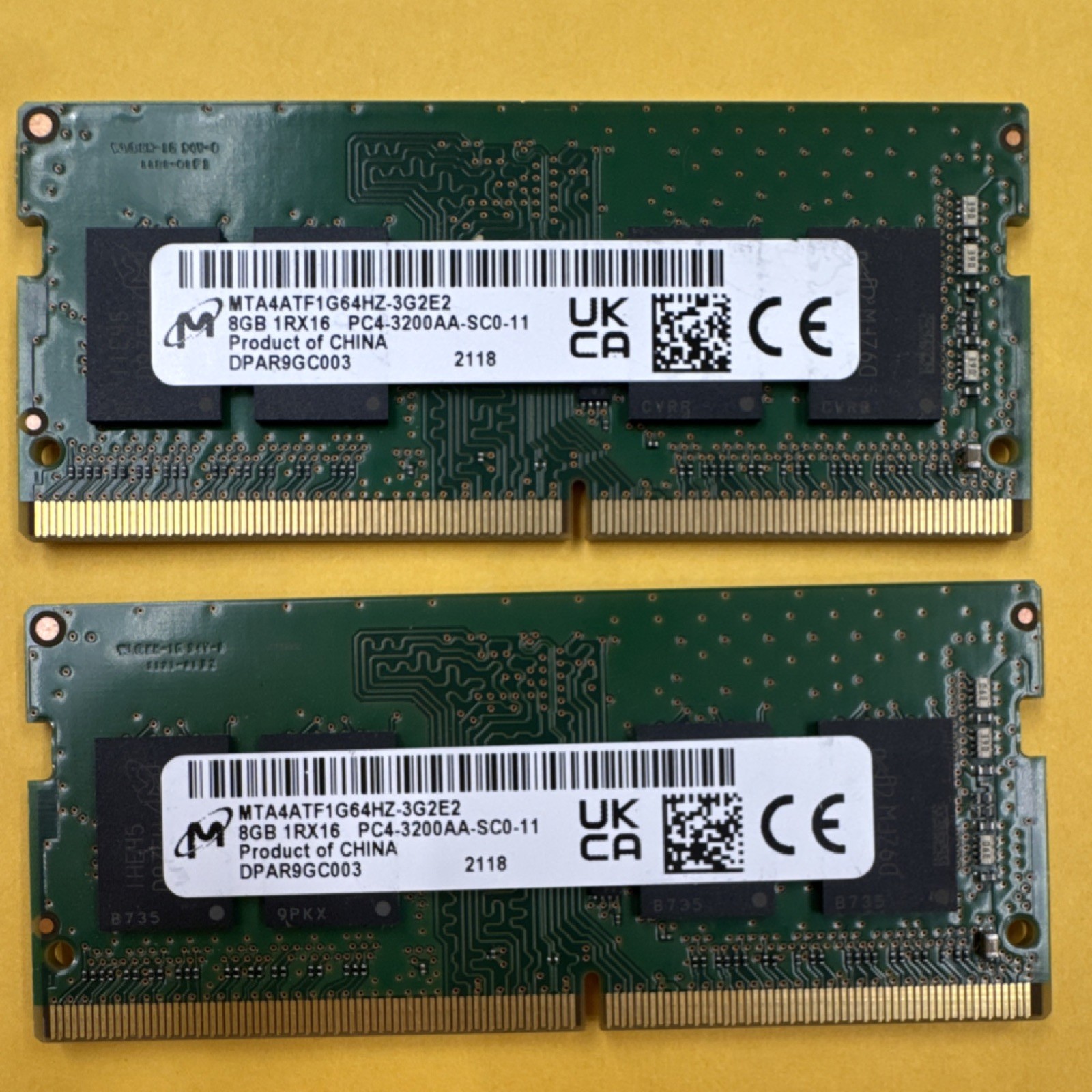 Micron 16GB (2x8GB) DDR4 PC4-3200AA-SC0-11 MTA4ATF1G64HZ-3G2E2 07 Micron 16GB (2x8GB) DDR4 PC4-3200AA-SC0-11 MTA4ATF1G64HZ-3G2E2 07