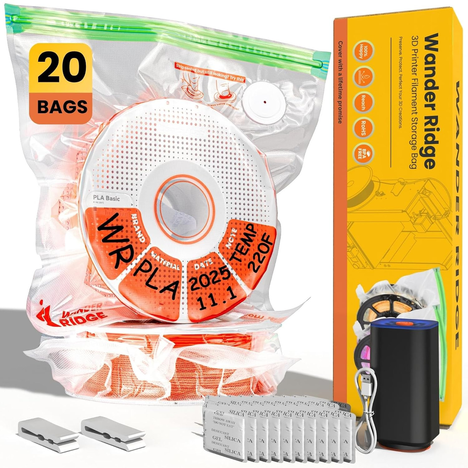 20 PCS 3D Printer Filament Storage Bags Vacuum Storage Bags Kit 3D Printer 20 PCS 3D Printer Filament Storage Bags Vacuum Storage Bags Kit 3D Printer