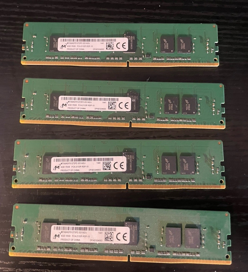 Micron 16GB 1Rx8 PC4-2133P MTA9ASF51272PZ-2G1A2IJ DDR4 ECC Server RAM, 4x 4 GB