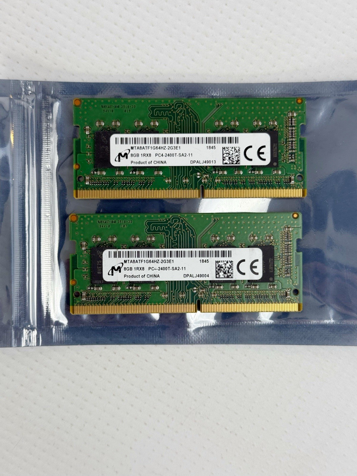 16GB (2x 8GB) PC4-19200 DDR4-2400MHz 1Rx8 Non-ECC Micron MTA8ATF1G64HZ-2G3E1 #M1 16GB (2x 8GB) PC4-19200 DDR4-2400MHz 1Rx8 Non-ECC Micron MTA8ATF1G64HZ-2G3E1 #M1