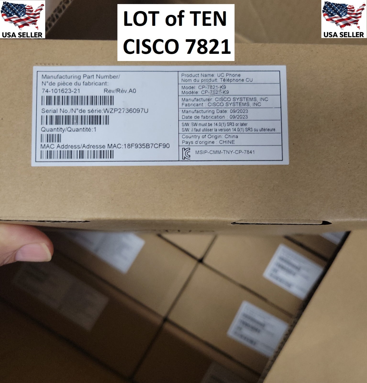 10x LOT: New in Box Cisco CP-7821-K9 VOIP Business Phones w/ Handsets + Stands