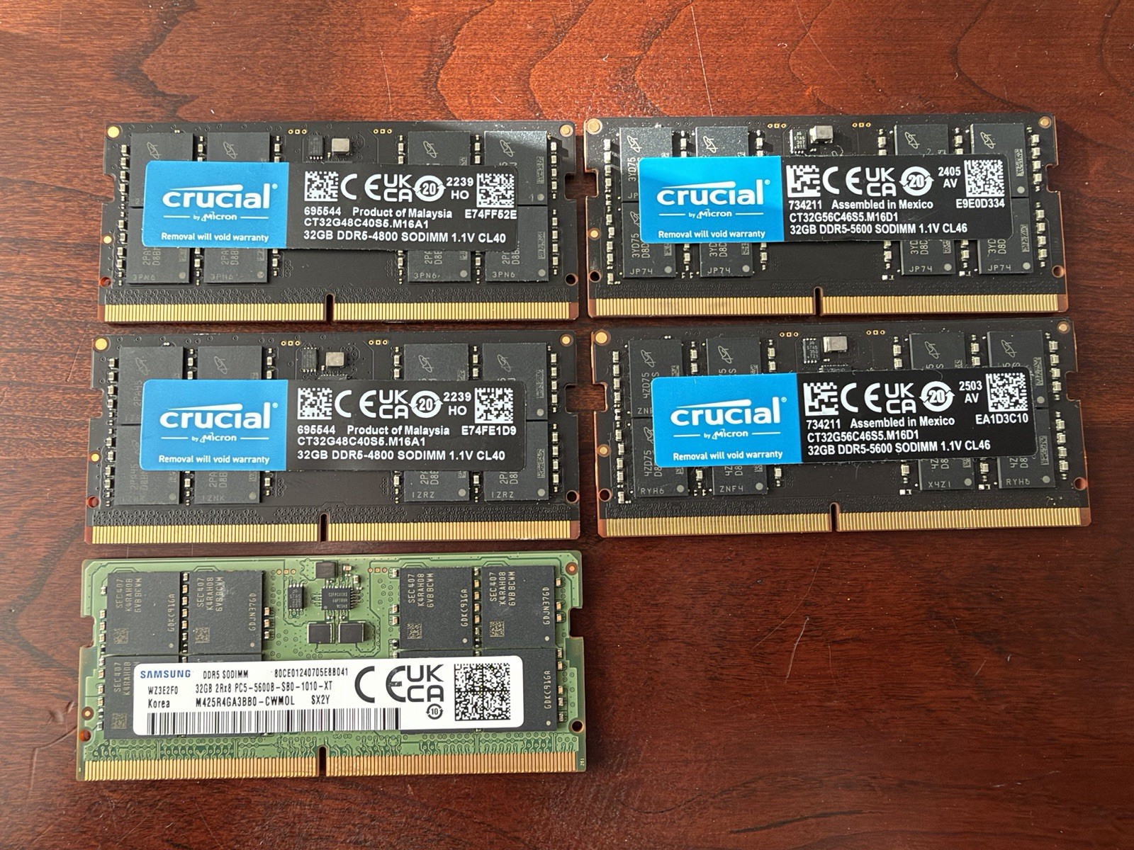 (BULK LOT of 5) 32GB 2Rx8-PC5 5600B 4800B DDR5 SODIMM Laptop Memory RAM (BULK LOT of 5) 32GB 2Rx8-PC5 5600B 4800B DDR5 SODIMM Laptop Memory RAM