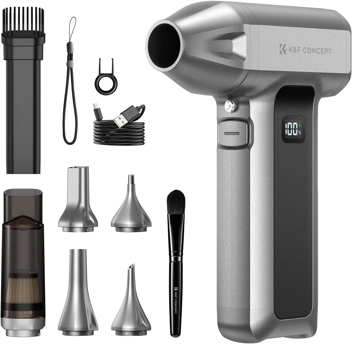K&F CONCEPT 130000RPM 2in1 Compressed Air Duster Super Power w/ Screen Display K&F CONCEPT 130000RPM 2in1 Compressed Air Duster Super Power w/ Screen Display