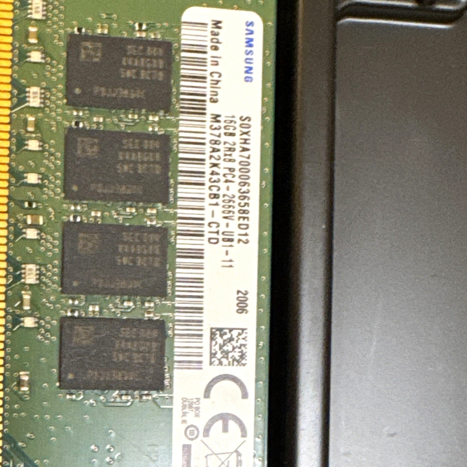 Samsung 16GB (1x16GB) DDR4 PC4-2666V 288-Pin UDIMM Non-ECC M378A2K43CB1-CTD Samsung 16GB (1x16GB) DDR4 PC4-2666V 288-Pin UDIMM Non-ECC M378A2K43CB1-CTD