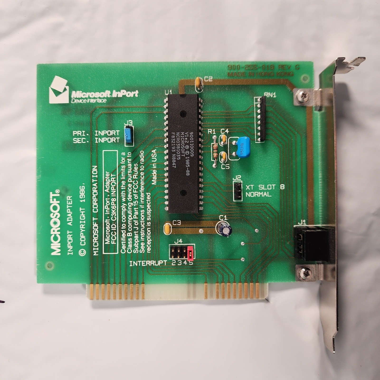 Vintage 1986 Microsoft InPort Adapter ISA Bus Mouse Interface Card C3K6P8 USA Vintage 1986 Microsoft InPort Adapter ISA Bus Mouse Interface Card C3K6P8 USA