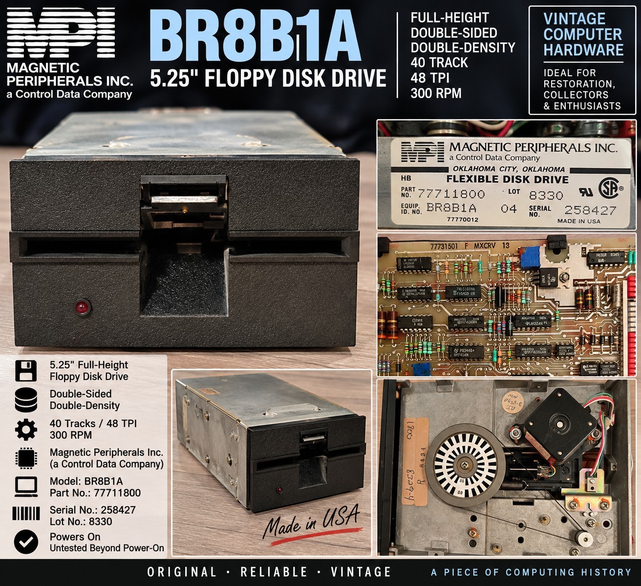 Vintage Magnetic Peripherals MPI BR8B1A 5.25 Vintage Magnetic Peripherals MPI BR8B1A 5.25