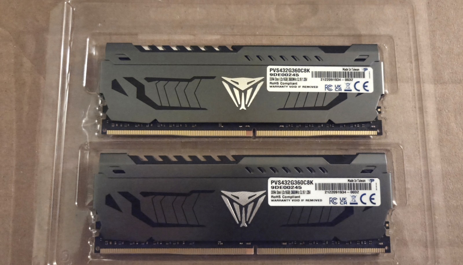 32GB Patriot Viper Steel DDR4-3600 2x16GB Desktop Memory Kit PVS432G360C8K