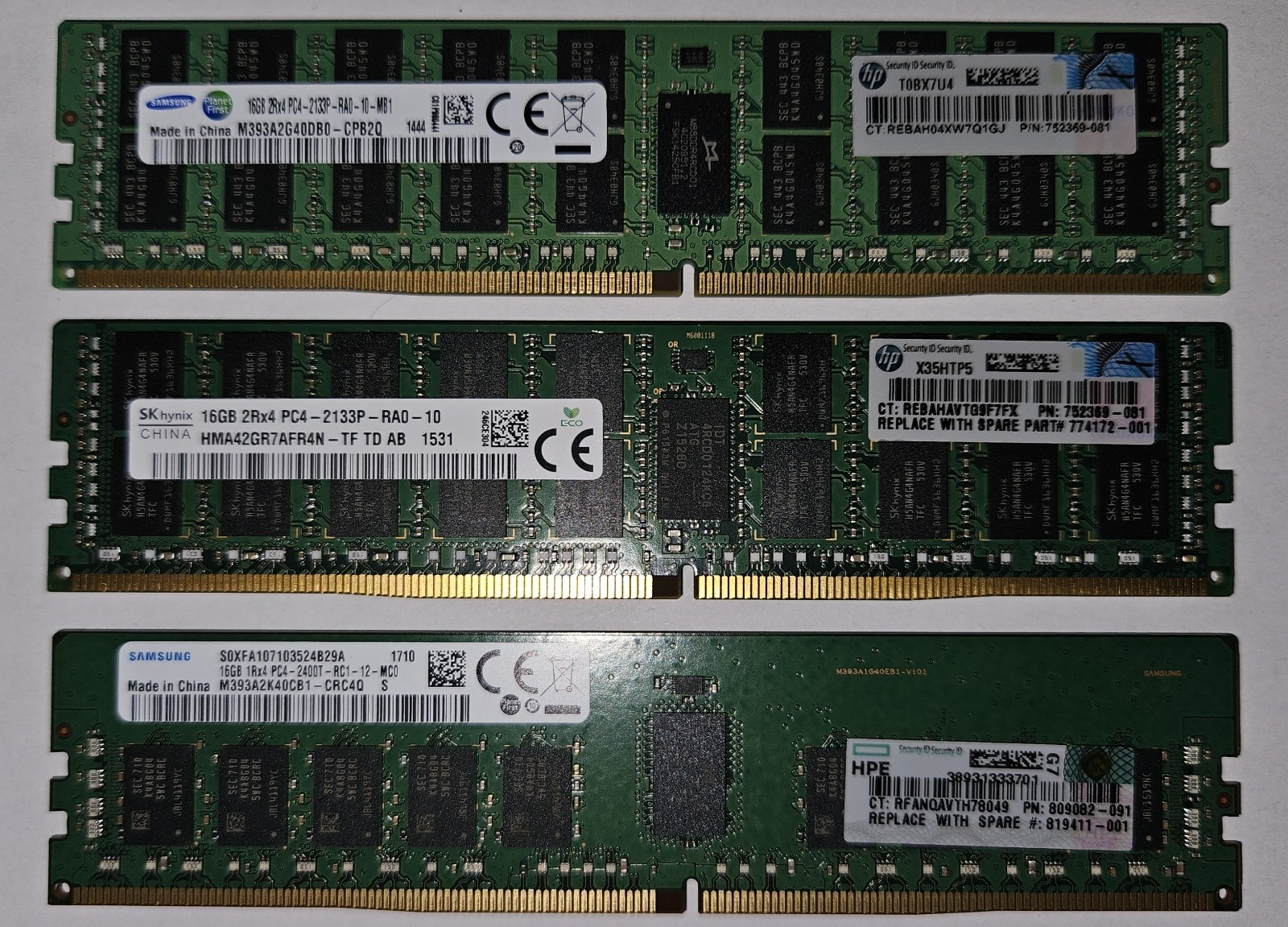 HPE 725369-081 809082-091 PC4-2133 PC4-2400 Memory Lot