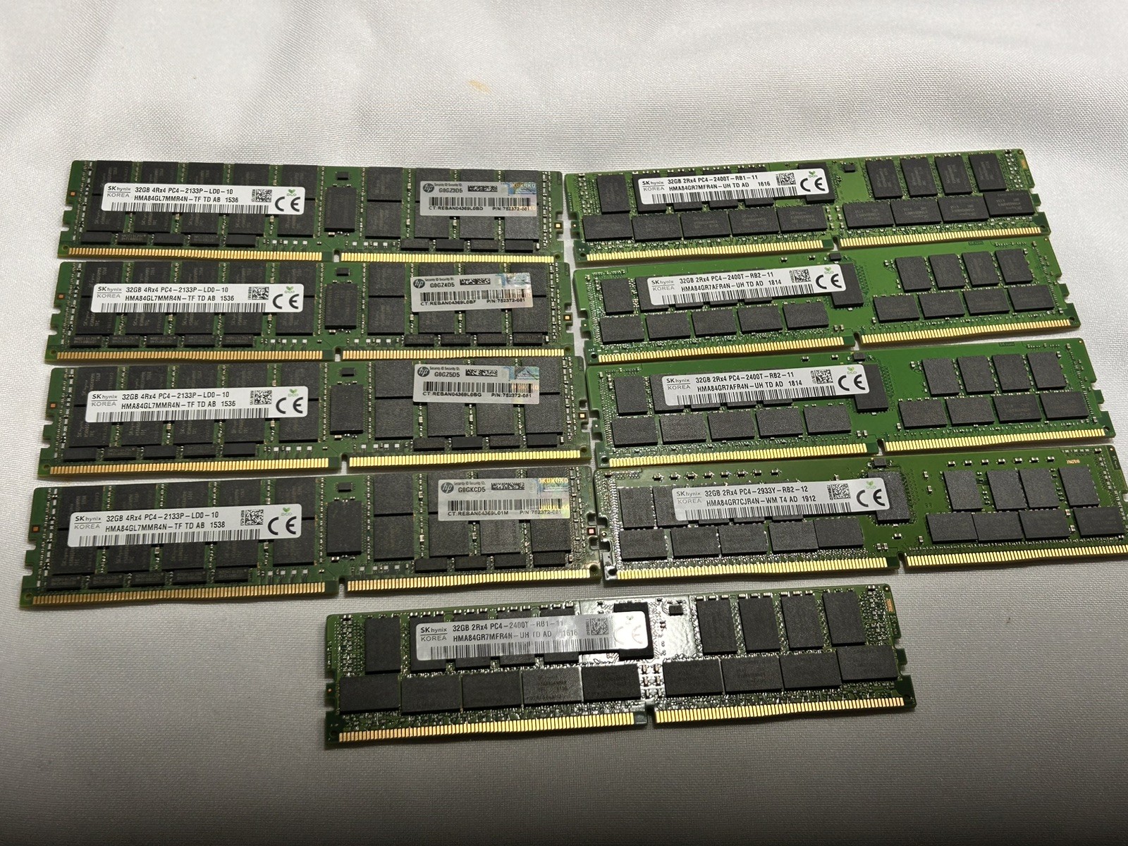 LOT OF 9 Mixer SK Hynix 32GB DDR4-2133 2400T 2933Y Server RAM LOT OF 9 Mixer SK Hynix 32GB DDR4-2133 2400T 2933Y Server RAM