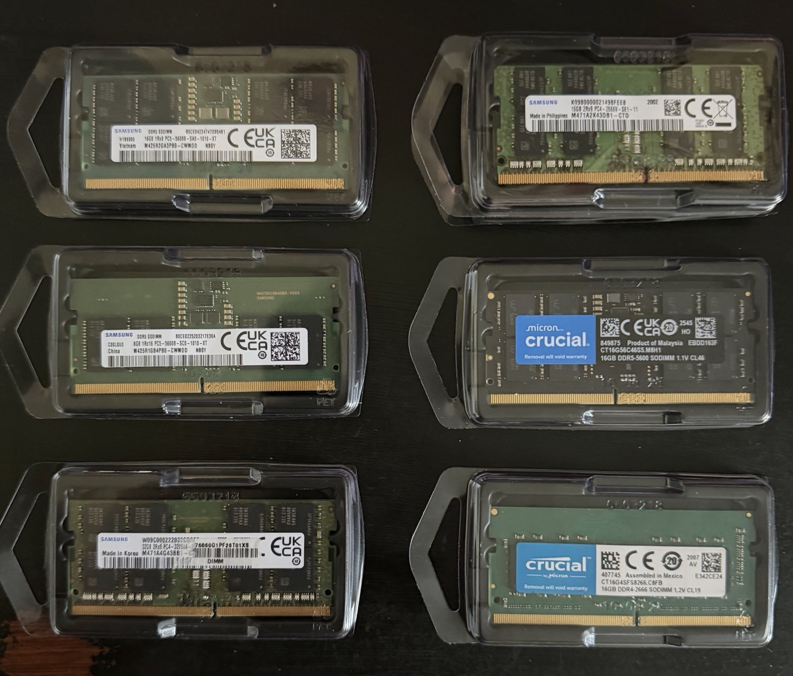 DDR4 & DDR5 Mixed RAM Lot Mixed Brands/Speeds New Used Working/Tested 7 Pcs