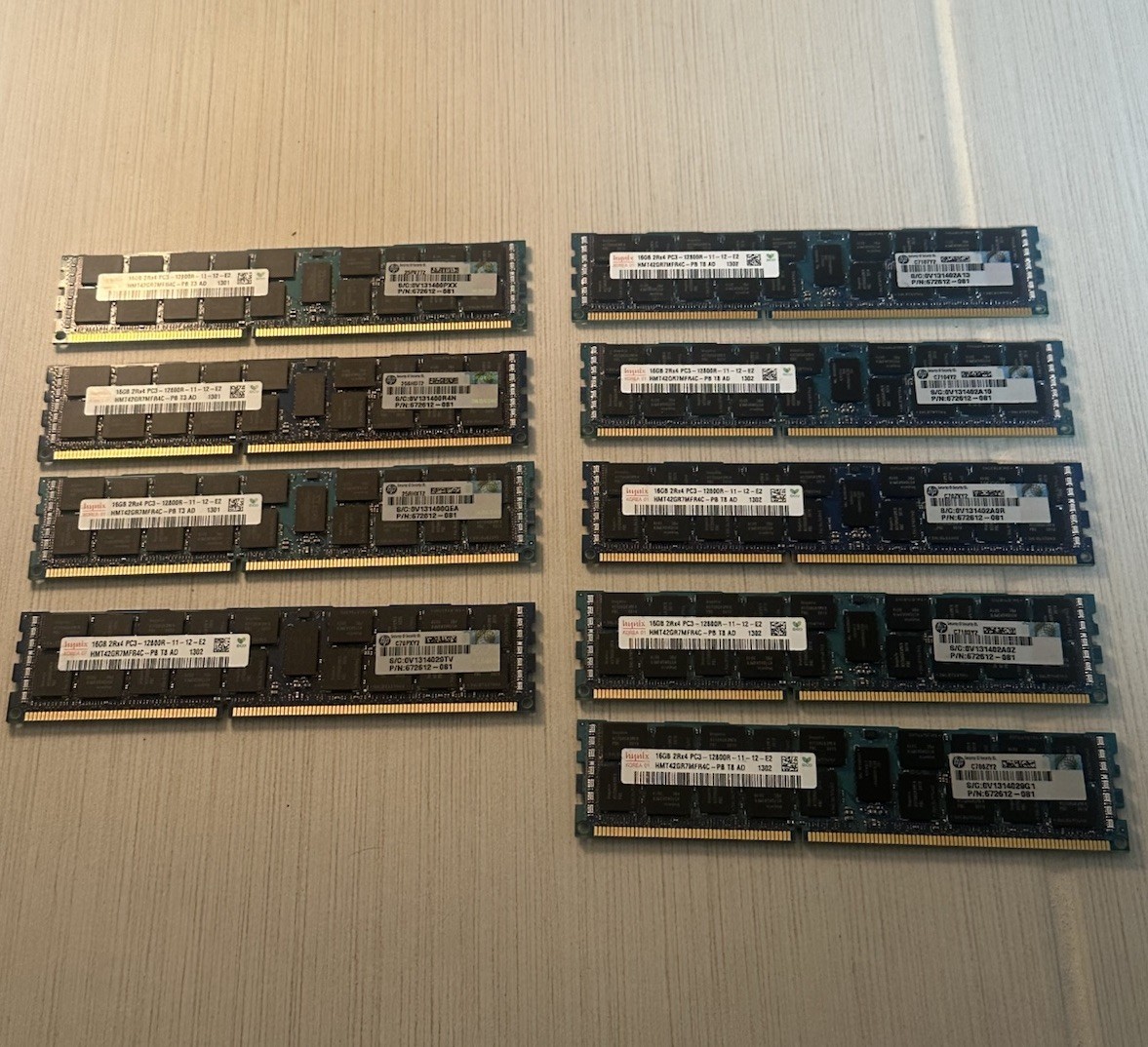 (Lot Of 9) SK HYNIX 16 GB DDR3 REG SERVER RAM PC3-12800R 2Rx4 HMT42GR7MFR4C-PB