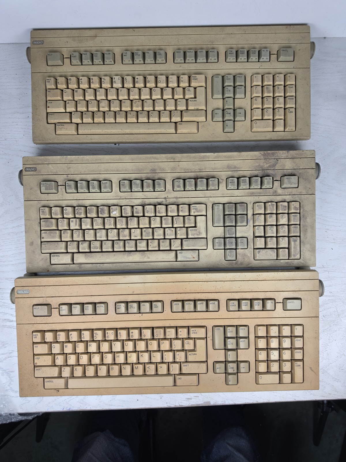 3 Vintage Wang Laboratories Terminal Keyboard Lot Mechanical Retro Clicky PARTS