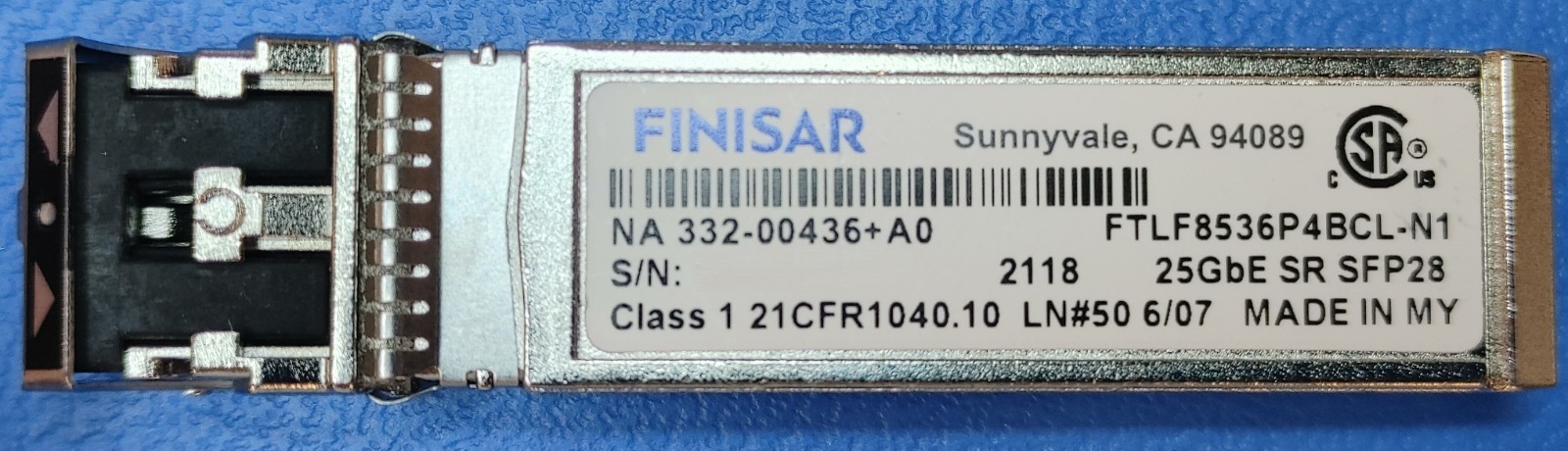 LOT of 10 Finisar FTLF8536P4BCL-N1 25GE SR SFP28 850nm 100m over MMF Transceiver