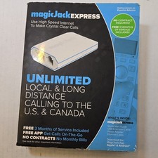 magicJack EXPRESS VoIP Phone Adapter White 1-Line Caller ID RJ-45/RJ-11 picture