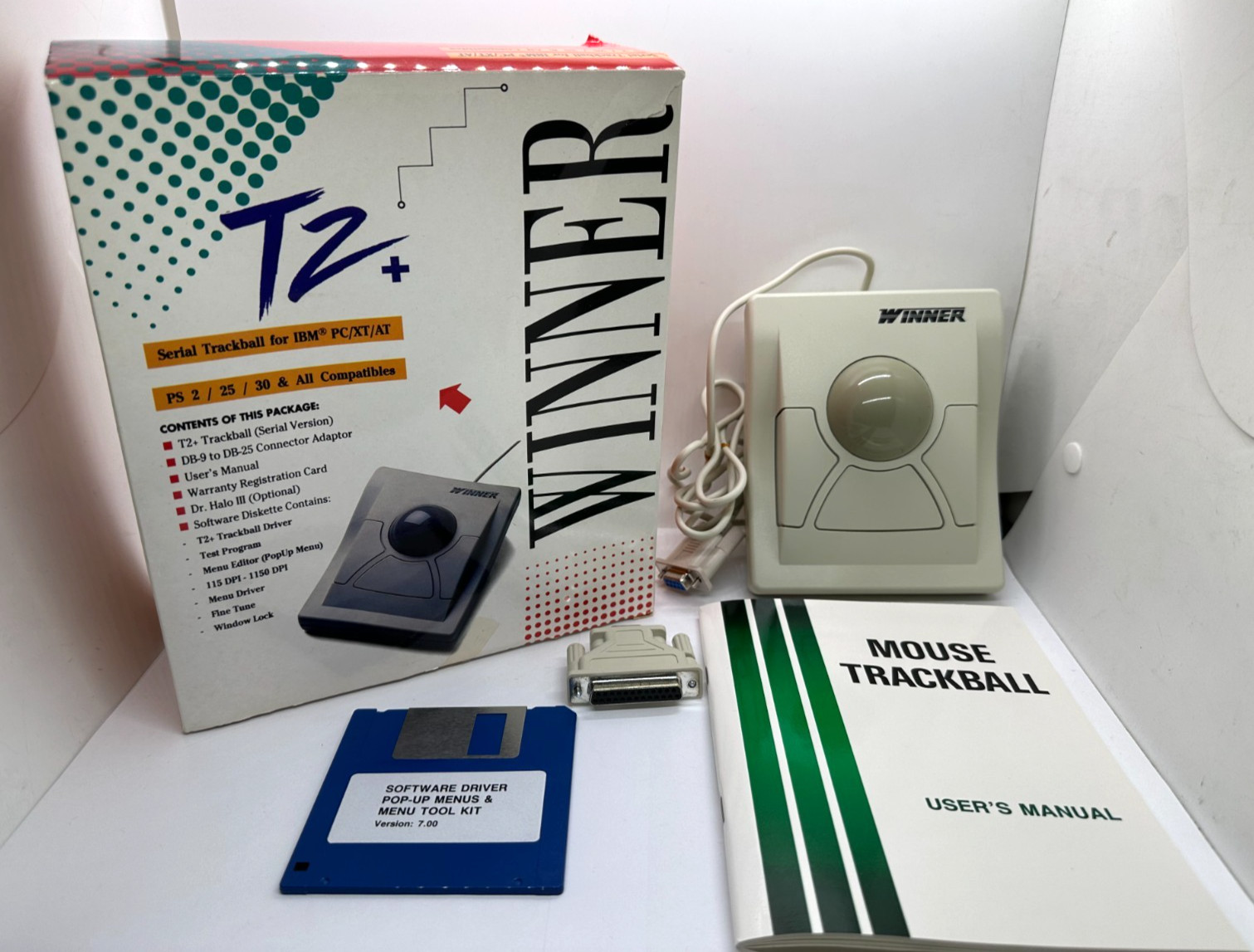VINTAGE 90’s T2+ Winner Serial Trackball Mouse TB-90MP for IBM PC/XT/AT VINTAGE 90’s T2+ Winner Serial Trackball Mouse TB-90MP for IBM PC/XT/AT