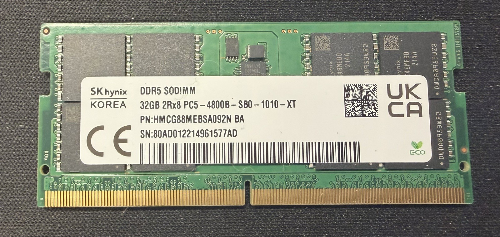 SK Hynix 64GB Kit (2x32GB) DDR5 4800MHz SODIMM PC5-38400 laptop & mini pc memory