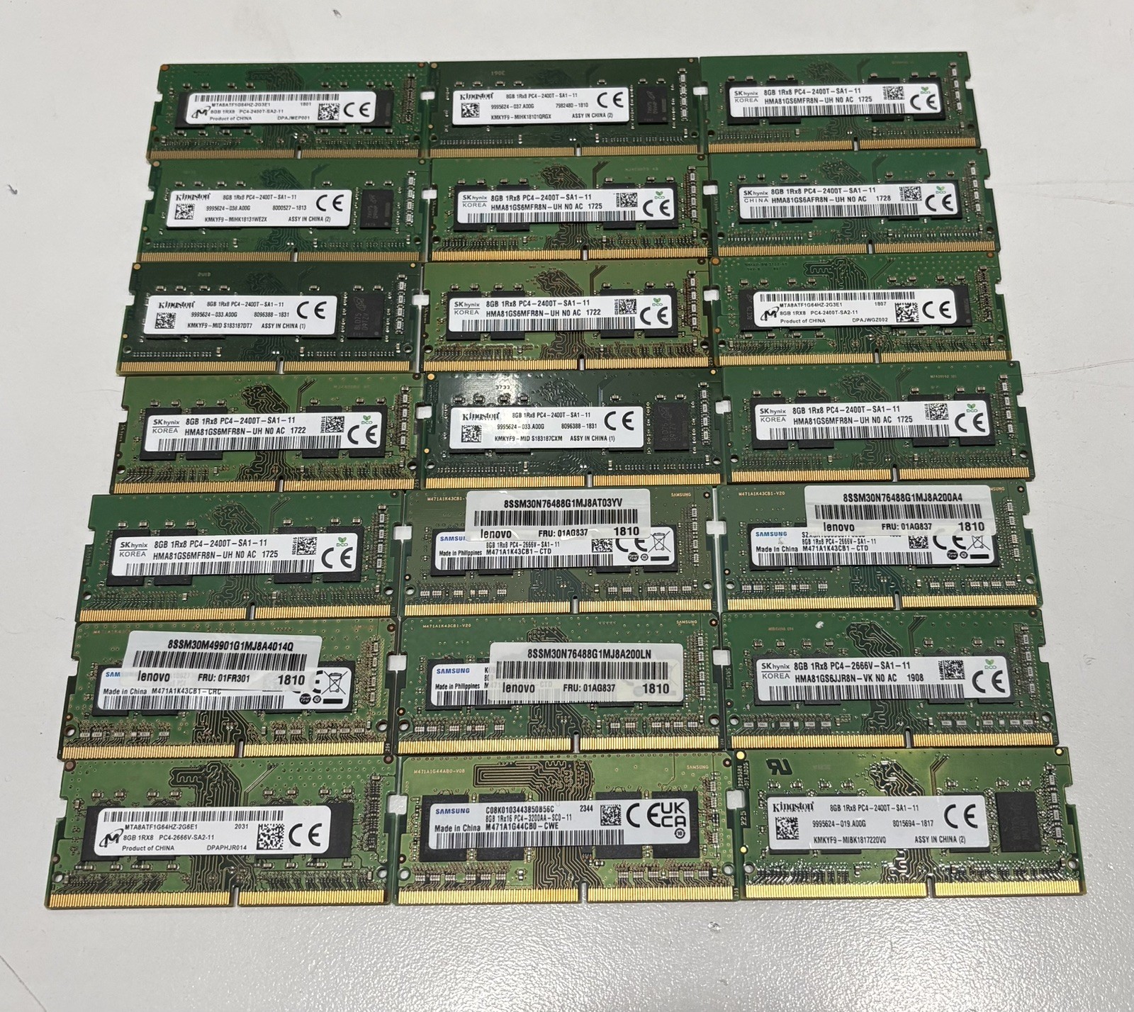 Mixed Lot/Brand/Speeds Of (100) 8Gb PC4 Laptop Memory (Used) Mixed Lot/Brand/Speeds Of (100) 8Gb PC4 Laptop Memory (Used)
