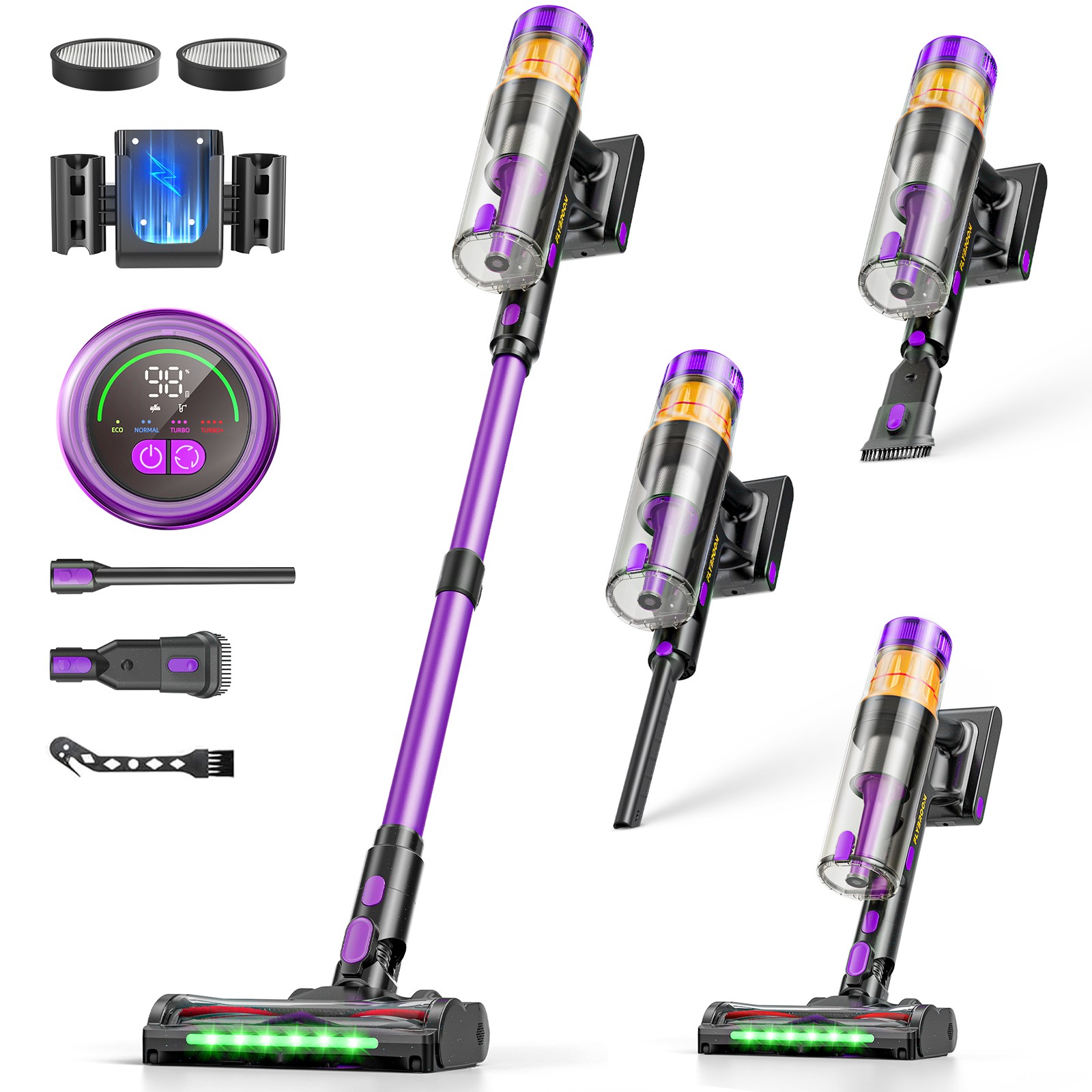 Stick Cordless Vacuum Cleaner, 650W 48KPa Vacuum W/LED Screen, Anti-Tangle Brush Stick Cordless Vacuum Cleaner, 650W 48KPa Vacuum W/LED Screen, Anti-Tangle Brush