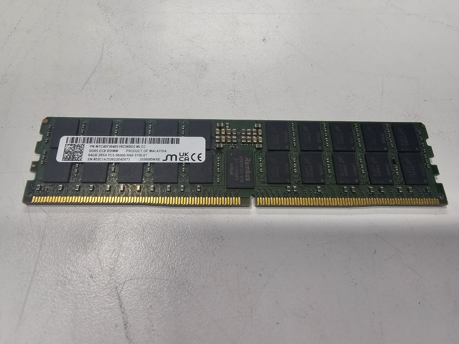 MTC40F2046S1RC56BD2 Micron 64GB 2RX4 PC5-5600B RDIMM Memory (FAILED) MTC40F2046S1RC56BD2 Micron 64GB 2RX4 PC5-5600B RDIMM Memory (FAILED)