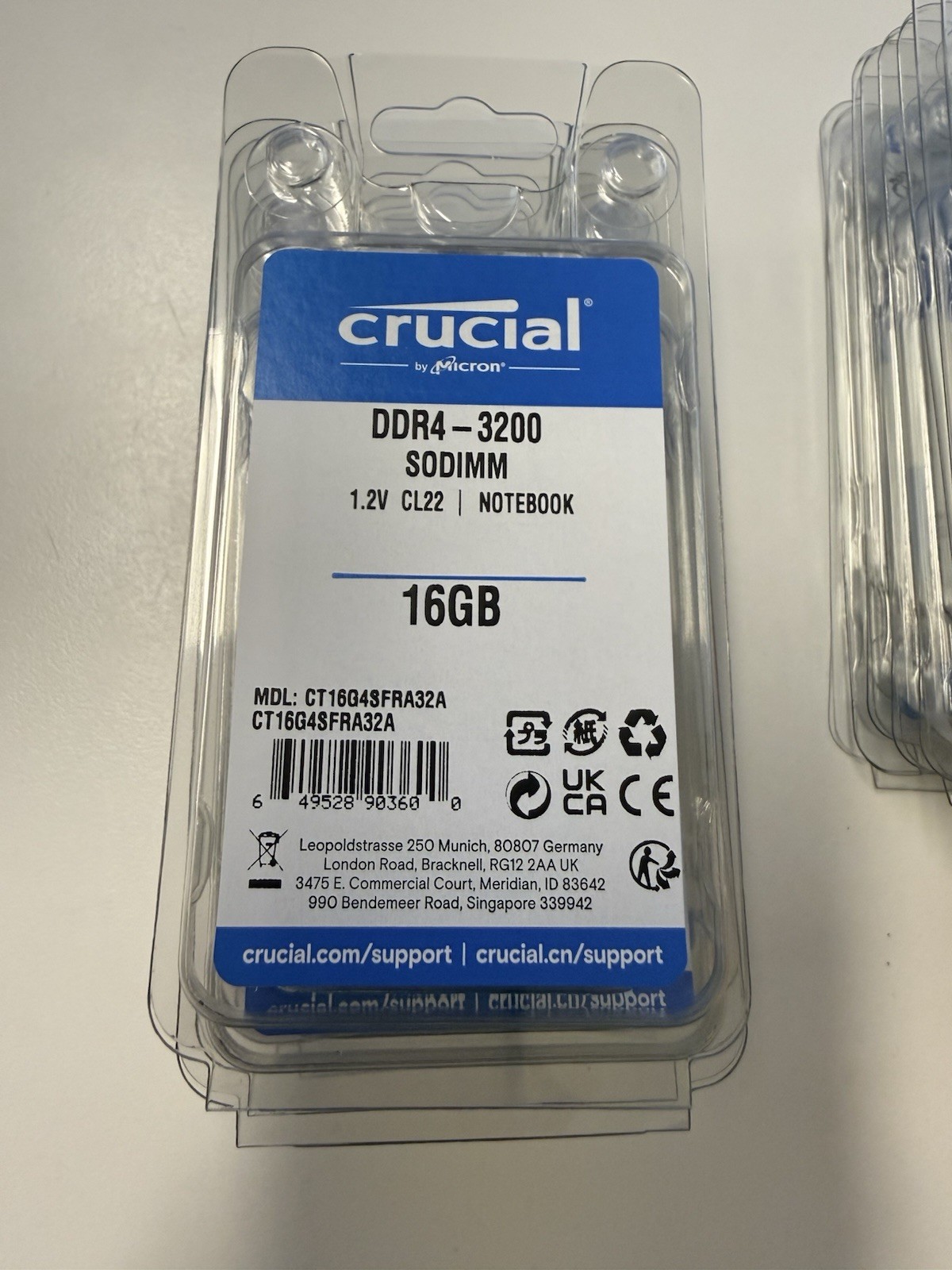 Crucial 16GB DDR4-3200 SO-DIMM 260-Pin Laptop Memory Model: CT16G4SFRA32A.FF1