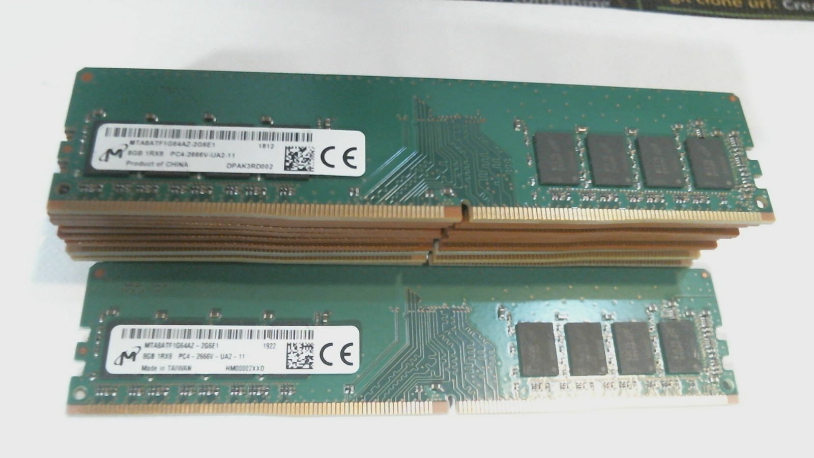 ** LOT OF 8 ** Micron MTA8ATF1G64AZ-2G6E1 8GB DDR4 PC4-2666V Desktop Memory ** LOT OF 8 ** Micron MTA8ATF1G64AZ-2G6E1 8GB DDR4 PC4-2666V Desktop Memory