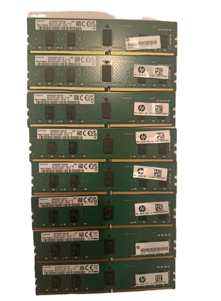 LOT OF 15 Samsung 8GB DDR4-2933 ECC RDIMM 1Rx8 M393A1K43DB1-CVFBY 120GB LOT OF 15 Samsung 8GB DDR4-2933 ECC RDIMM 1Rx8 M393A1K43DB1-CVFBY 120GB