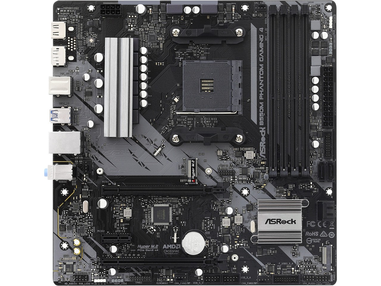 ASRock B550M Phantom Gaming 4 AM4 AMD B550 SATA 6Gb/s Micro ATX AMD Motherboard ASRock B550M Phantom Gaming 4 AM4 AMD B550 SATA 6Gb/s Micro ATX AMD Motherboard