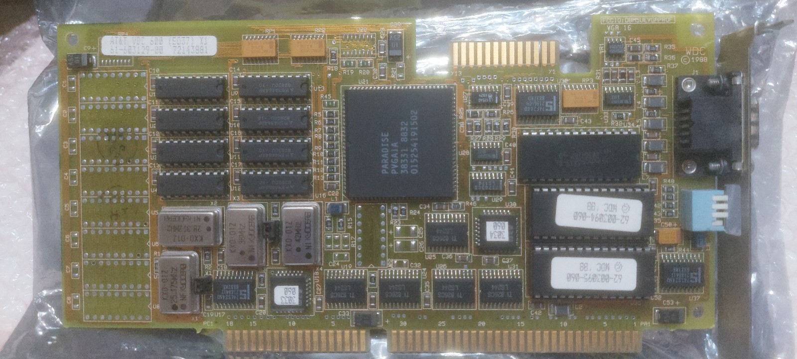 Vintage AT&T VDC 600 ISA VGA Video Card Paradise PVGA1A 256KB Retro PC Untested