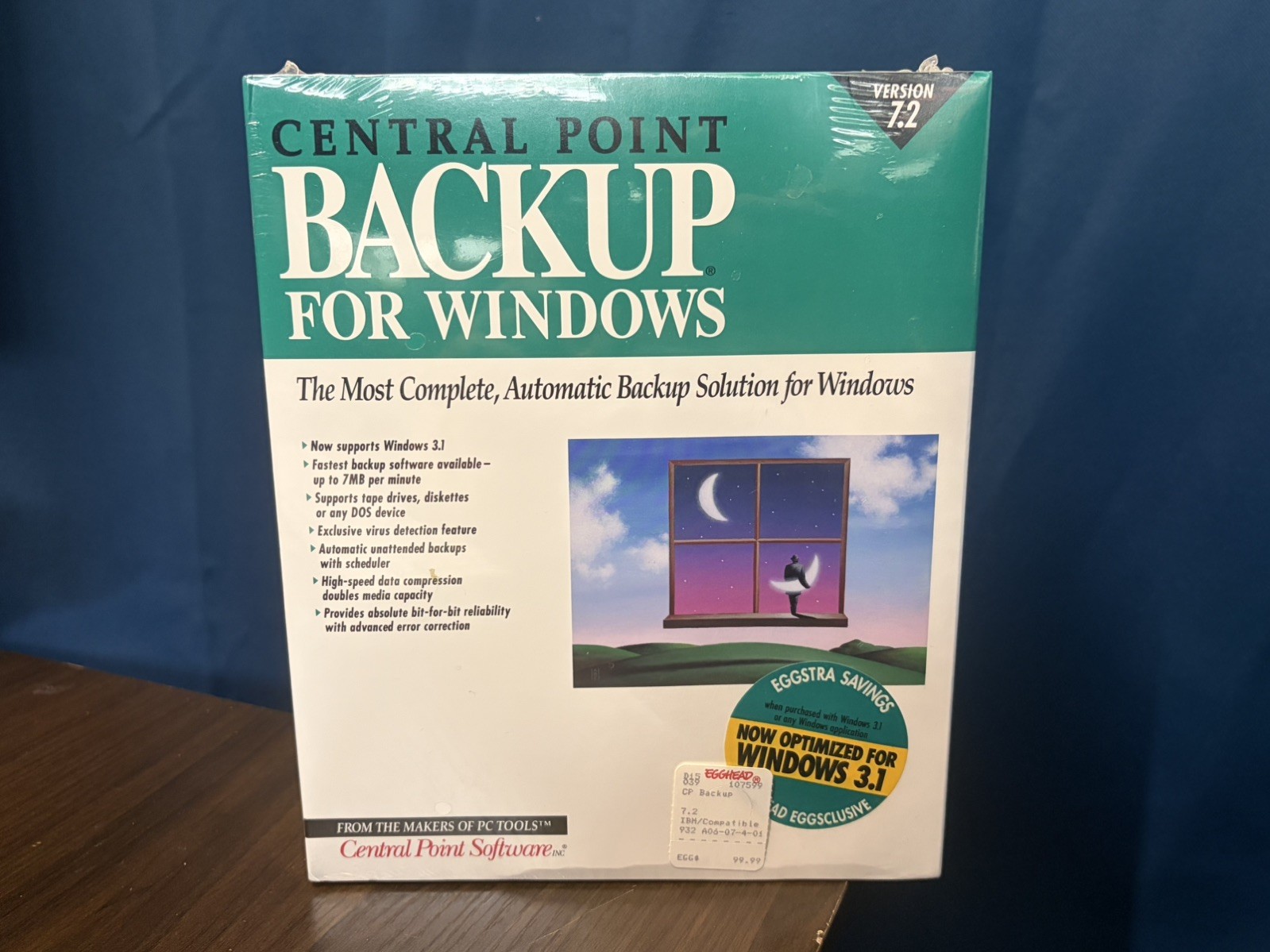 Central Point Version 7.2 Backup Software for Windows 3.25\