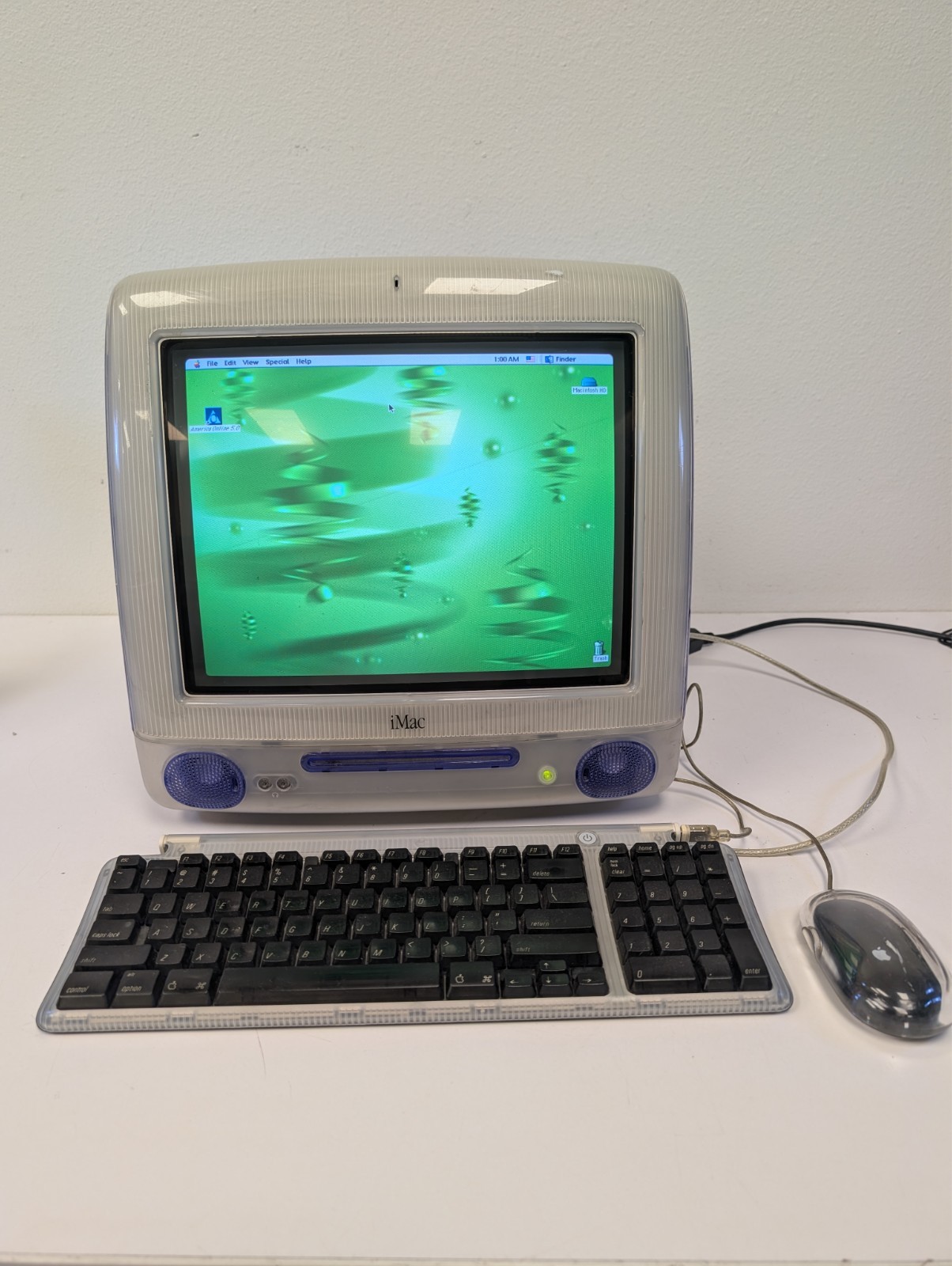 Vintage Apple iMac G3 M5521 Indigo w/ Keyboard M2452 & Pro Mouse M5769 Vintage Apple iMac G3 M5521 Indigo w/ Keyboard M2452 & Pro Mouse M5769