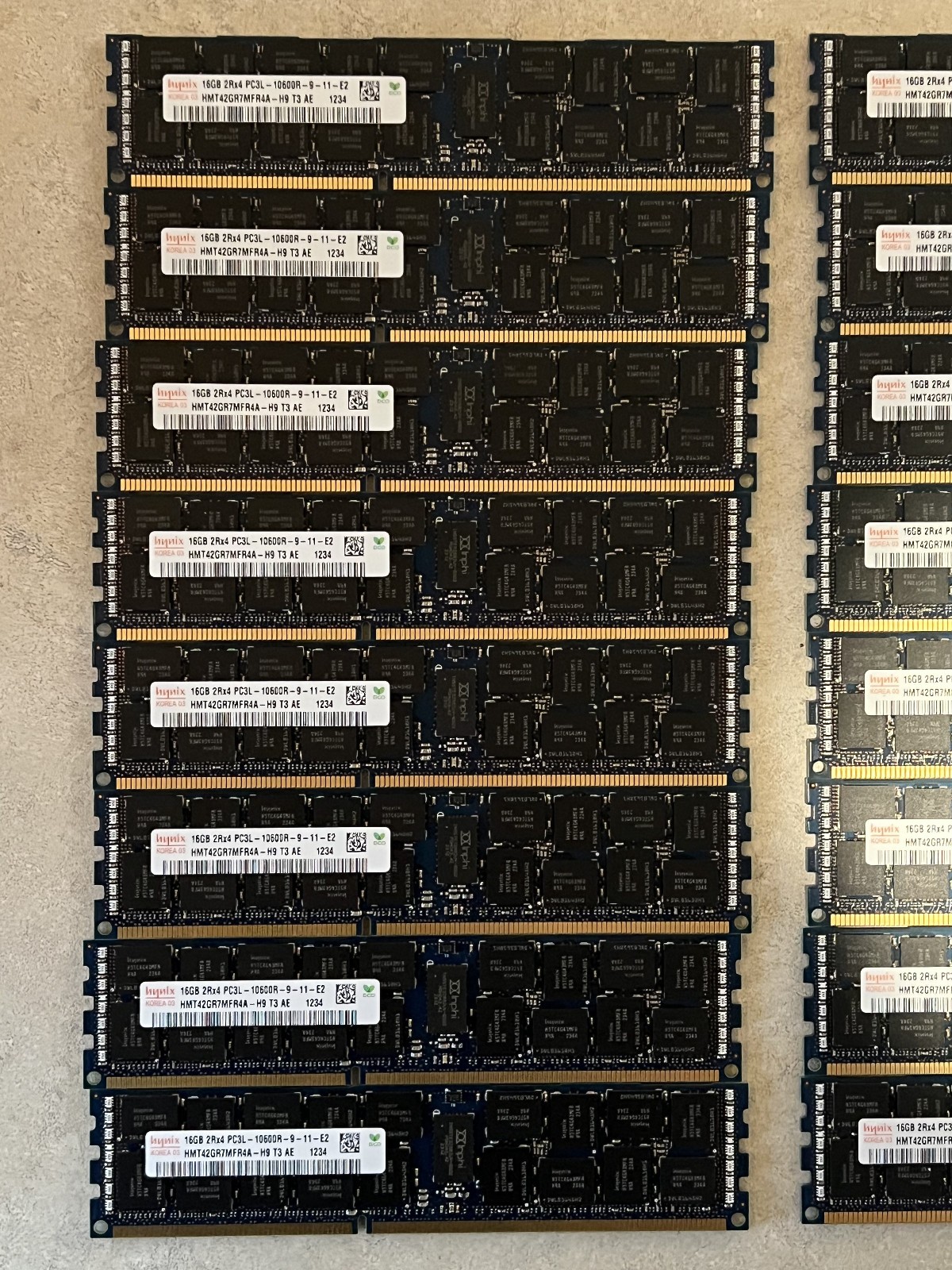 Lot of 32 SK Hynix HMT42GR7MFR4A-H9 | 16GB 2Rx4 PC3L-10600R ECC RDIMM