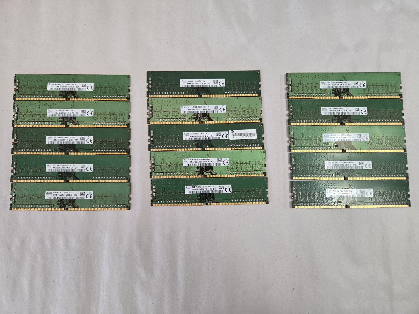Lot of 15 SK Hynix 8GB DDR4-2666 Desktop RAM. Tested Good. May have minor nicks.