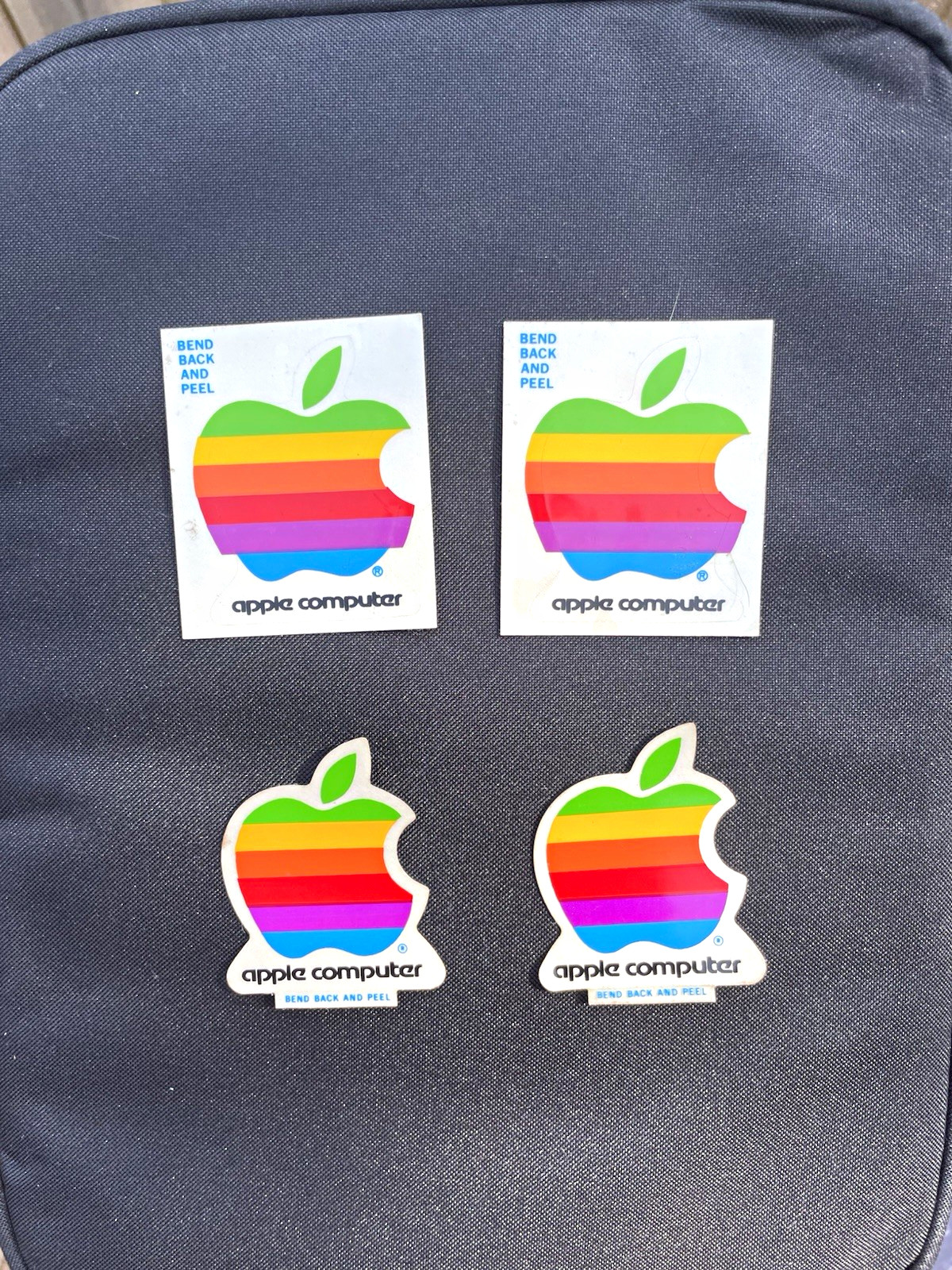 Vintage Apple Computer Rainbow Logo Sticker Lot of 4 Bend Back and Peel