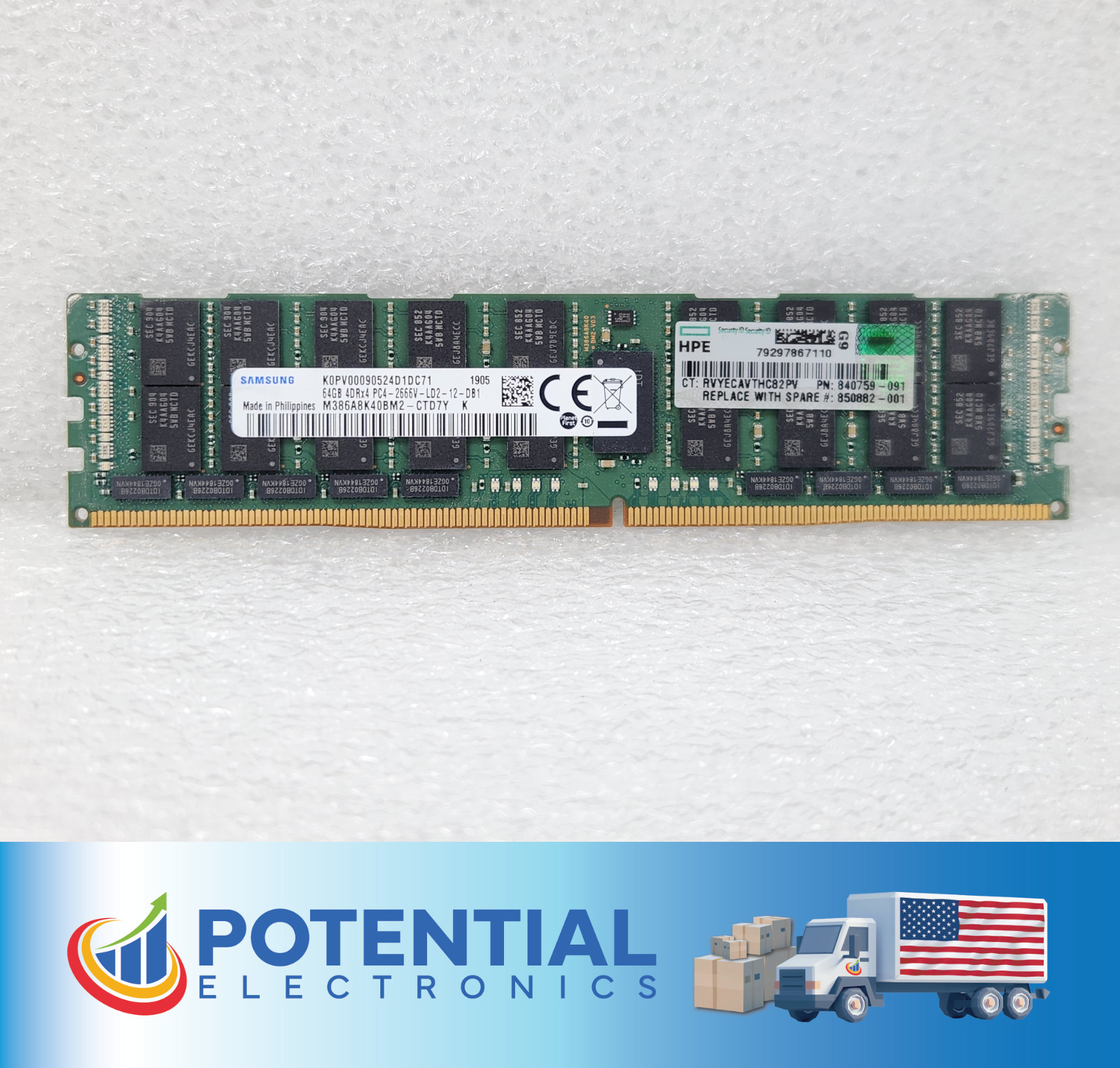Samsung M386A8K40BM2-CTD 64GB (1x64GB) 4DRx4 PC4-2666V DDR4 Server Memory