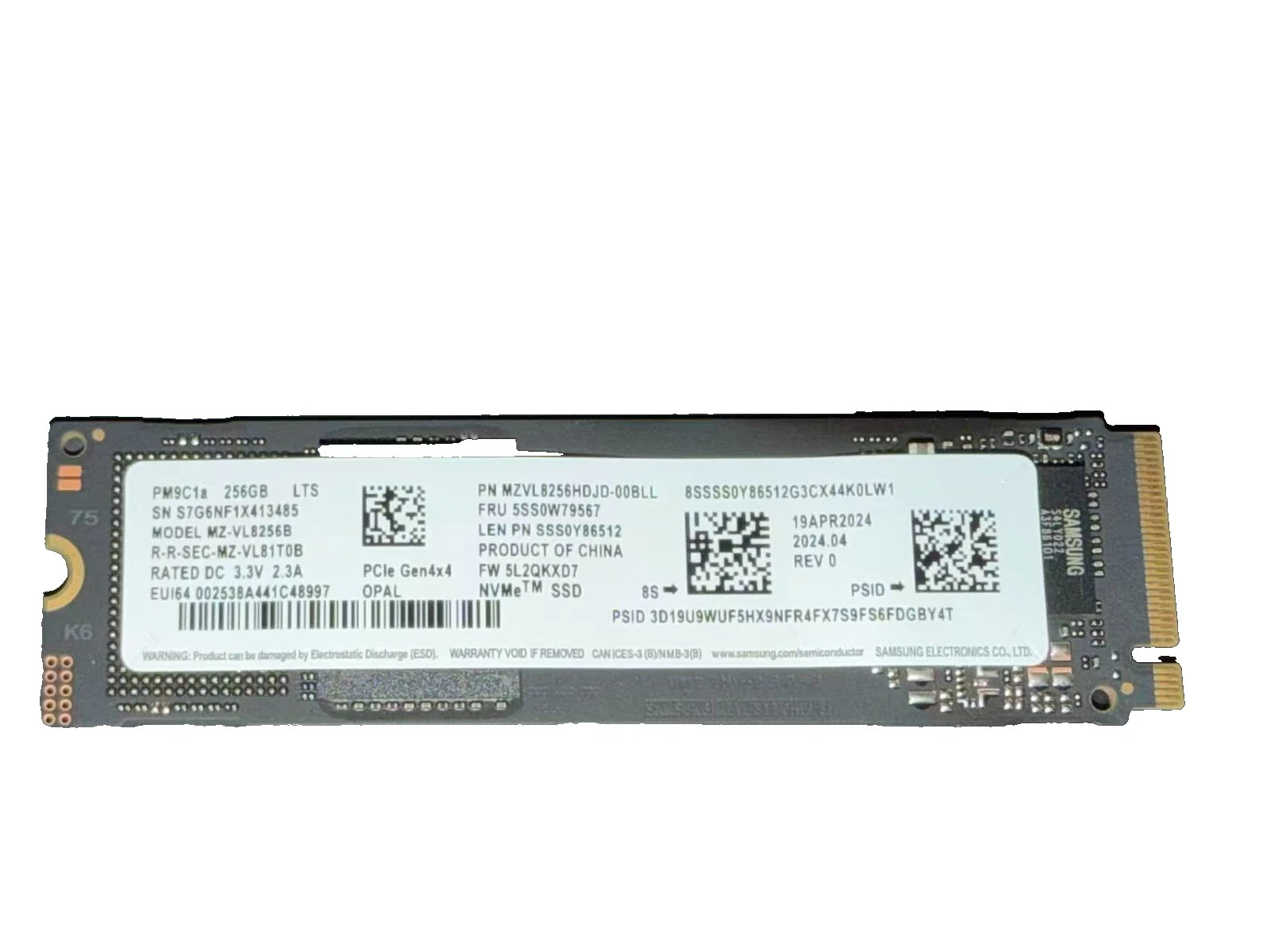Samsung PM9C1A 256GB m.2 2280  SSD GEN4X4 NVME MZVL8256HDJD new Laptop PC
